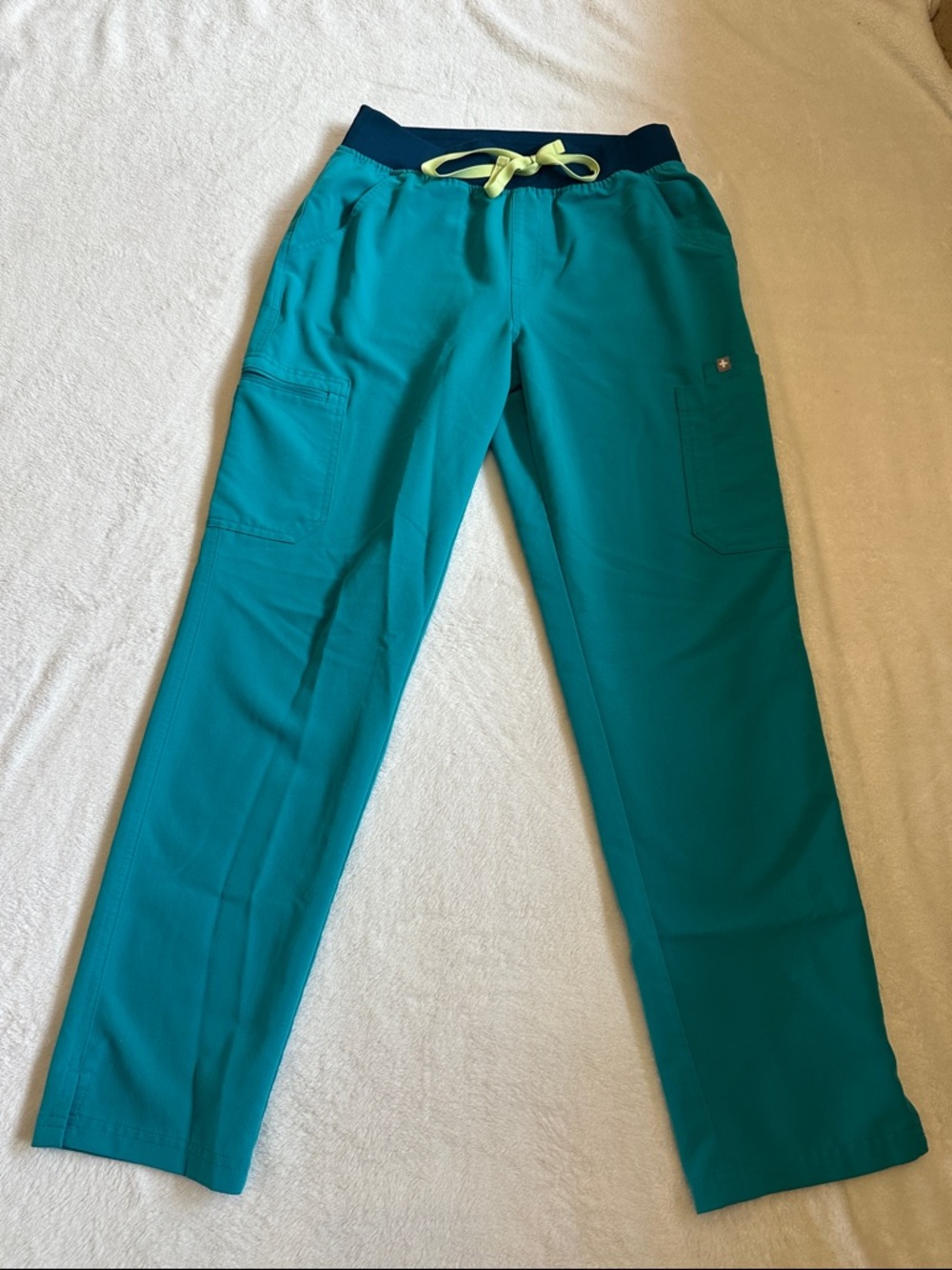 Teal straight leg Figs pants